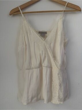 H & M Ivory Silky Lace Trim Camisole Sexy Size 4
